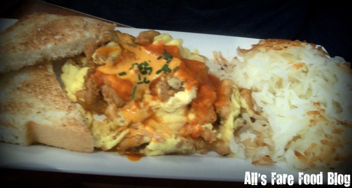 Shrimp, scallop and calamari scramble at Blue's Egg