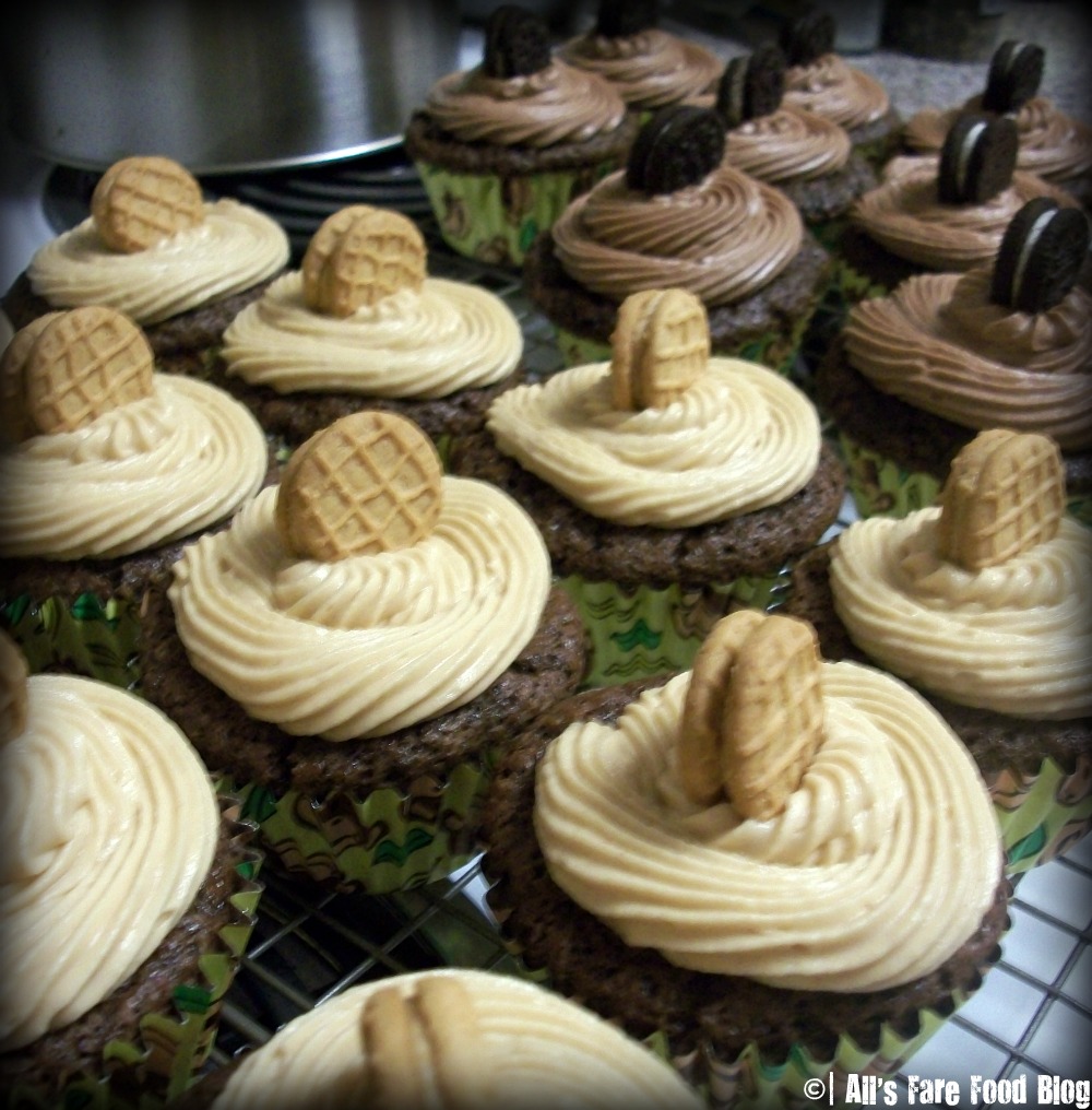Zucchini cupcakes with peanut butter frosting