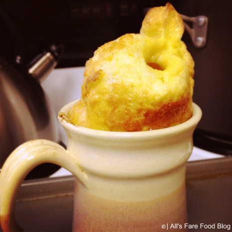 German pancake in the mug right out of the oven