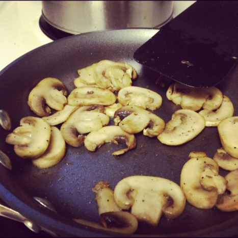 Sauteeing mushrooms